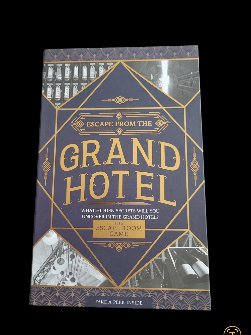 Escape from the Grand Hotel Escape Room Game - Navy and Gold